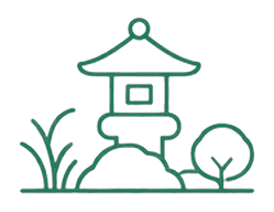 灯籠と植栽のある庭